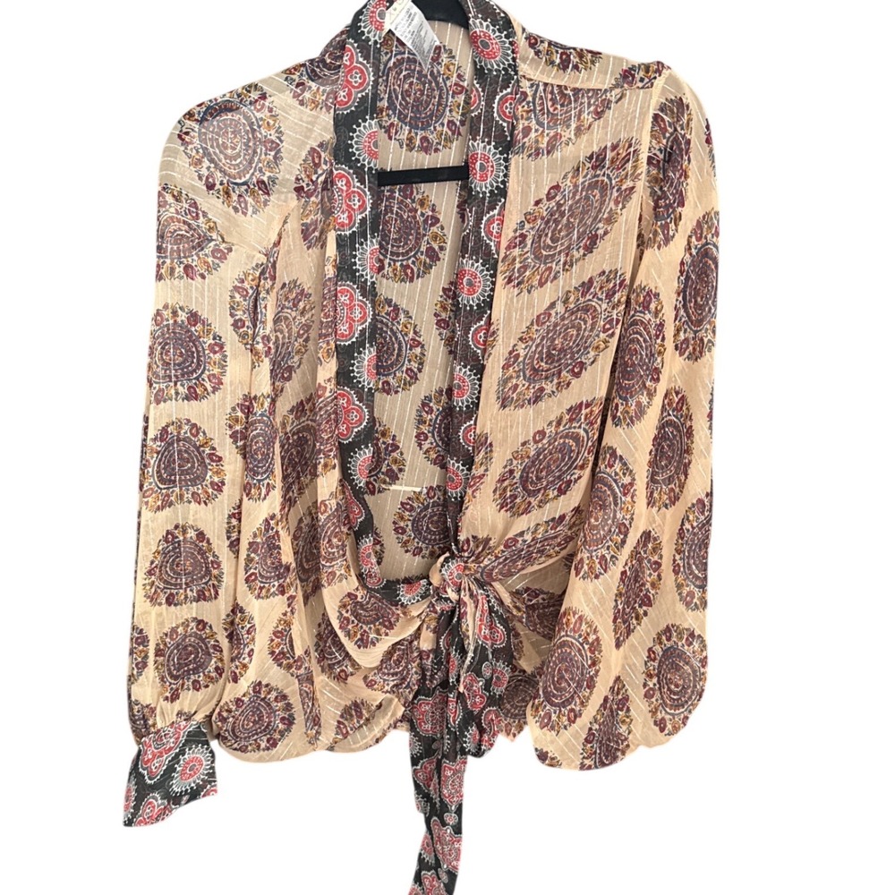 FREE PEOPLE chiffon wrap top one size